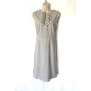 Neiman Marcus Dress 12 Womens Gray Bodycon Sleeveless Wool Blend Knee Elegant